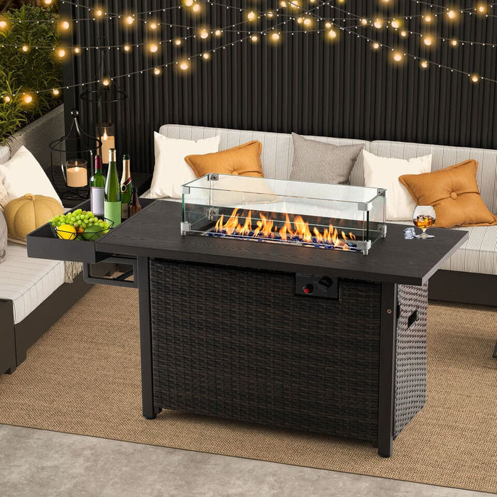 52" Outdoor Gas Fire Pit Table Patio Propane Firepit w/ Cover 50,000 BTU Brown