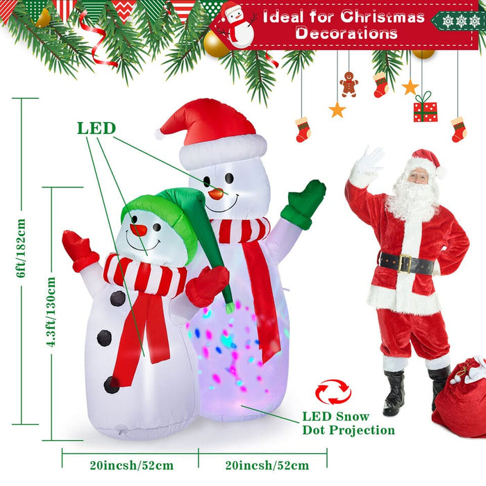 6FT Dual Snowman Inflatable Outdoor Christmas Yard Decoration LED Lights Blow Up