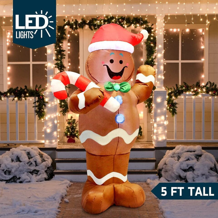 Joiedomi Christmas Gingerbread Inflatable Yard Decoration, 5ft LED Lighted