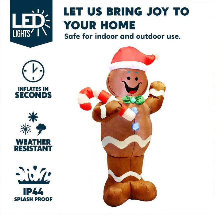 Joiedomi Christmas Gingerbread Inflatable Yard Decoration, 5ft LED Lighted