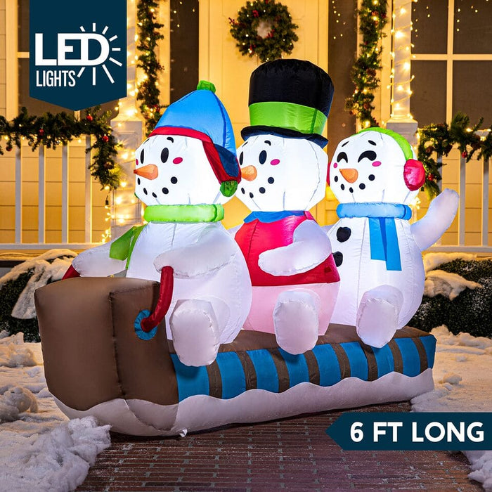 JOYIN 6 FT Long Christmas Inflatable Snowman with Build-in LEDs for Christmas