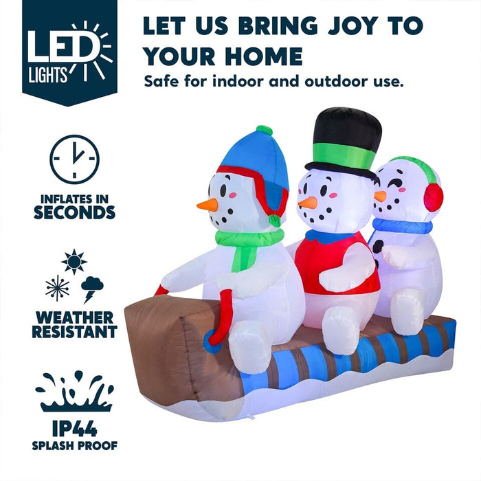 JOYIN 6 FT Long Christmas Inflatable Snowman with Build-in LEDs for Christmas