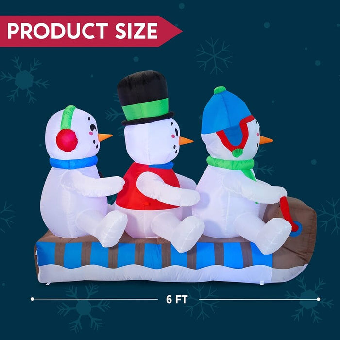 JOYIN 6 FT Long Christmas Inflatable Snowman with Build-in LEDs for Christmas