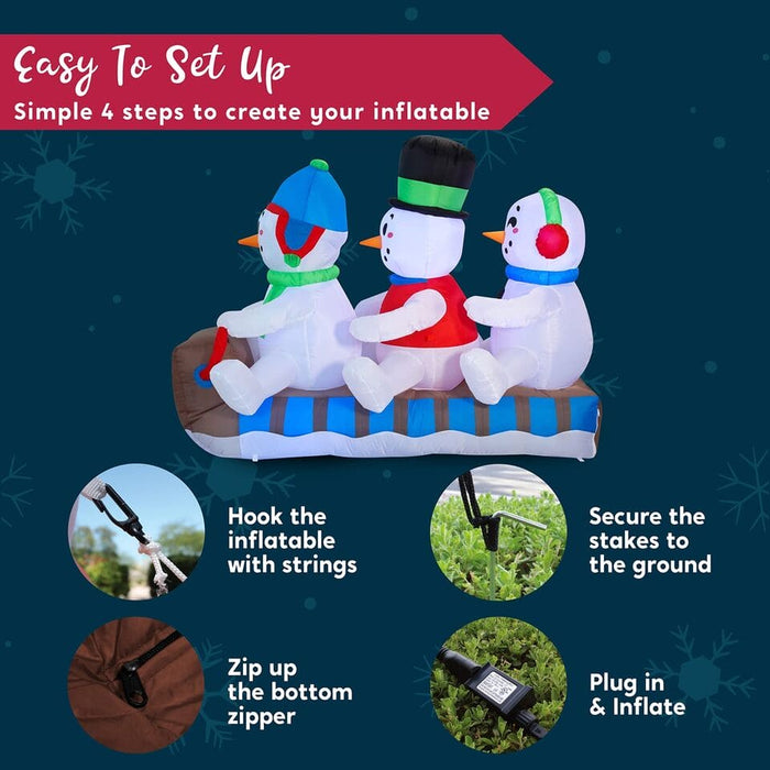 JOYIN 6 FT Long Christmas Inflatable Snowman with Build-in LEDs for Christmas