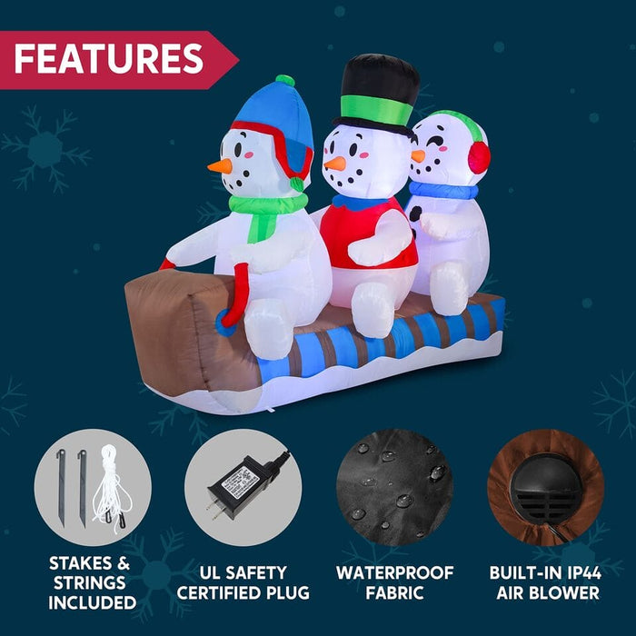 JOYIN 6 FT Long Christmas Inflatable Snowman with Build-in LEDs for Christmas