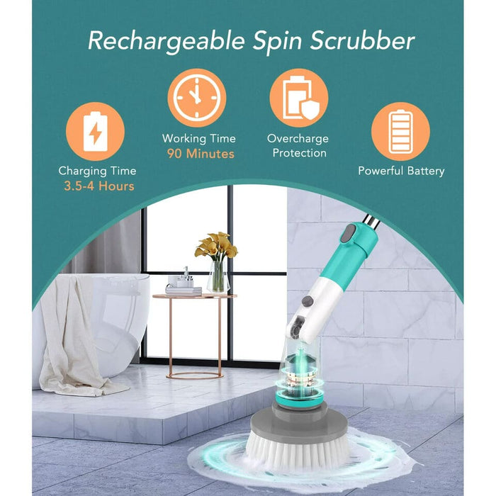 Electric Scrubtastic Rechargeable Cordless Spin Scrubber 4 Head Car Cleaning Mop