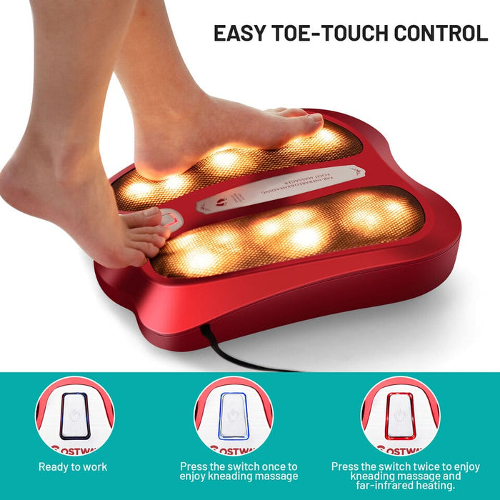 Costway Foot Massager with Shiatsu Heated Electric Kneading Foot & Back Massager