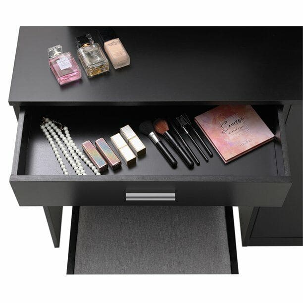 Vanity Set with 10 LED Lighted Mirror Makeup Dressing Table Dresser Desk Black