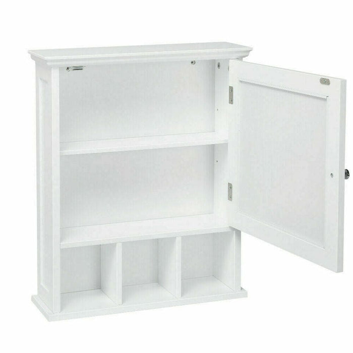 Bathroom Cabinet Storage Wall Mounted Organizer Shelf Kitchen Mirror Door