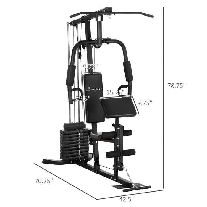 Multifunction Home Gym Equipment Workout Station with 100Lbs Weight Stack