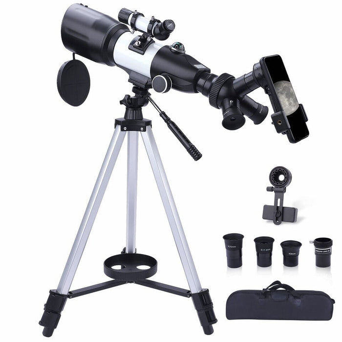 70MM Astronomical Telescope w/Mobile Phone Holder for Beginners watch the Moon