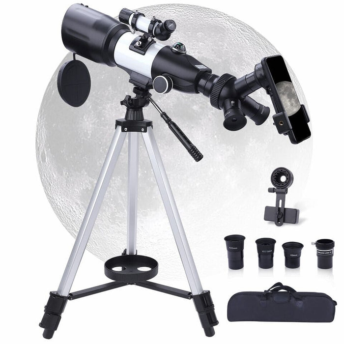 70MM Astronomical Telescope w/Mobile Phone Holder for Beginners watch the Moon