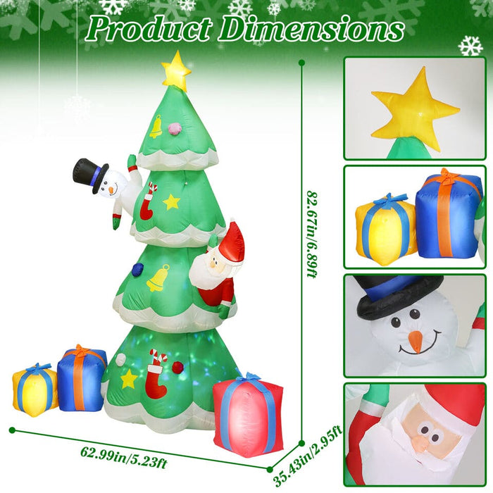 7FT Inflatable Christmas Tree LED Lights Blow up Outdoor Yard Party Decoration