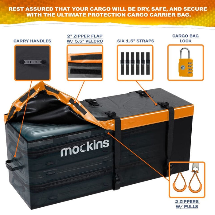Mockins 16 Cu. Ft. Hitch Mount Cargo Bag And Cargo Carrier 60” L X 20" W X 6” H