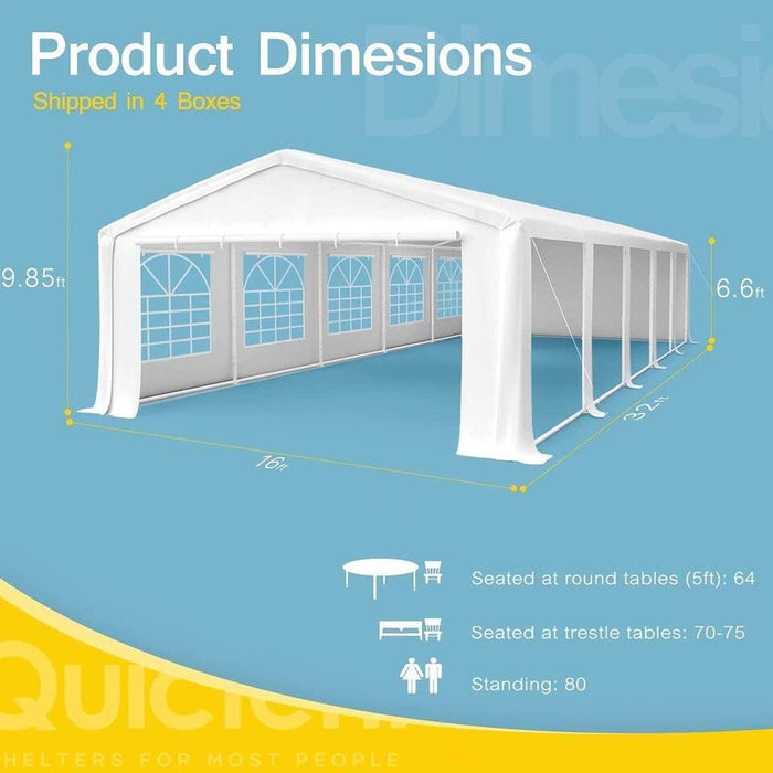 Quictent 16'x32' Outdoor Commercial Garden Party Wedding Tent Canopy Carport