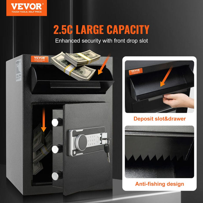 VEVOR 2.5 C Depository Safe Deposit Safe with Drop Slot Passwords and Keys