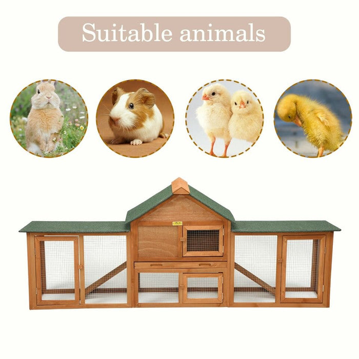 84'' 2-Story Wooden Rabbit Hutch Bunny Cage Chicken Coop Guinea Pig Hamster Cage