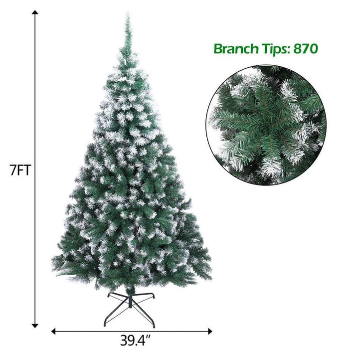 7FT Christmas Tree Xmas Holiday Decoration Artificial Tree Snow Flocked w/ Stand