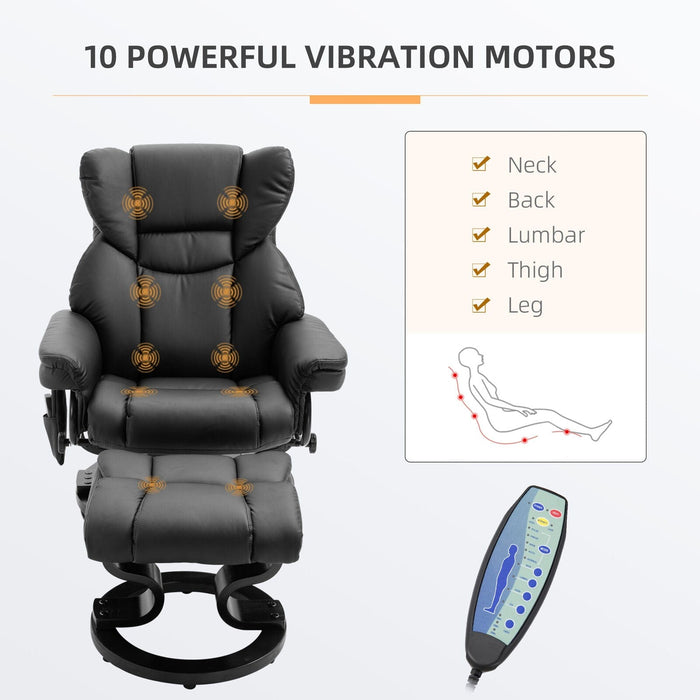 Massage Sofa Recliner Chair with Footrest 10 Vibration Point Faux PU Leather