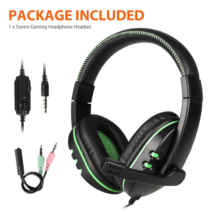 3.5mm Wired Stereo Gaming Headset Bass Headphones with Mic for Xbox One PS5 PS4