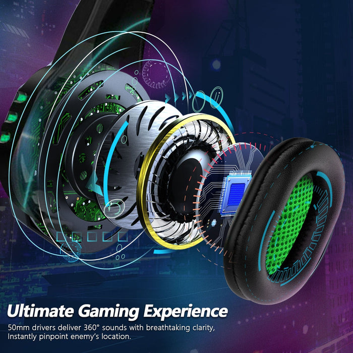 3.5mm Wired Stereo Gaming Headset Bass Headphones with Mic for Xbox One PS5 PS4