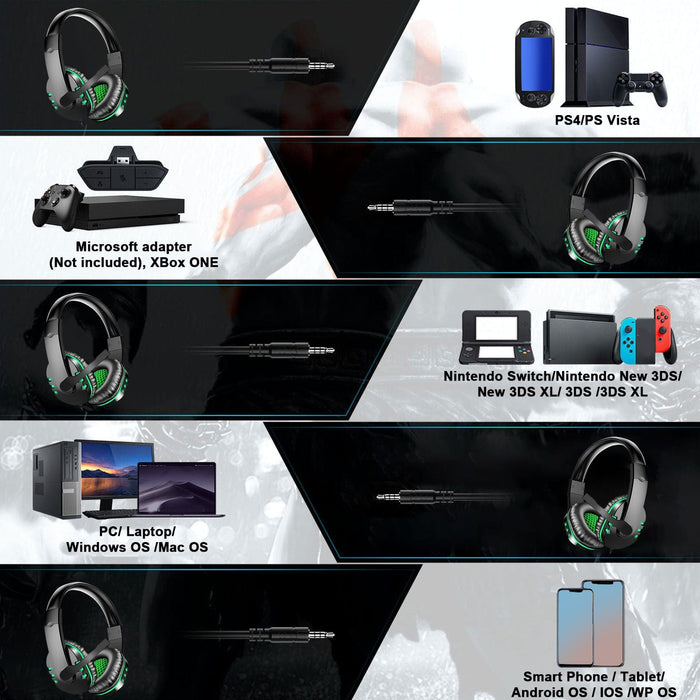 3.5mm Wired Stereo Gaming Headset Bass Headphones with Mic for Xbox One PS5 PS4