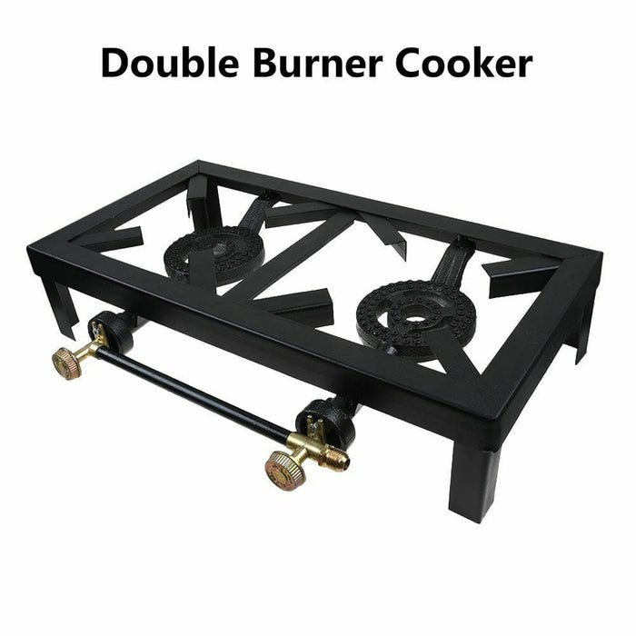 Portable Camp Stove Double Burner Cast Iron Propane Gas LPG Outdoor BBQ Cooker