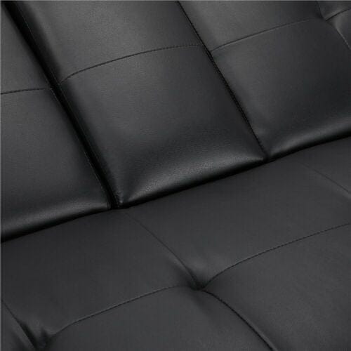 Sleeper Sofa Couch Convertible Sofa Bed Fold Living Room Futon PU Leather Black