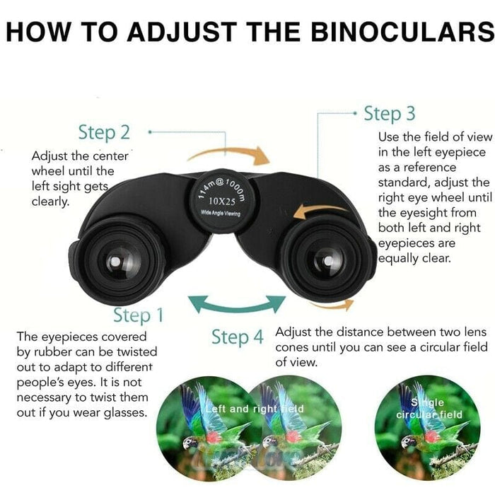 10X25 Zoom Binoculars with Night Vision BAK4 Prism