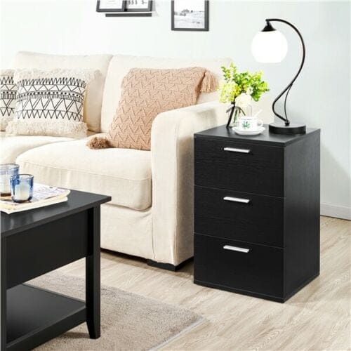 Wooden End Side Bedside Tables Accent Nightstands Bedroom with 3 Drawer’s