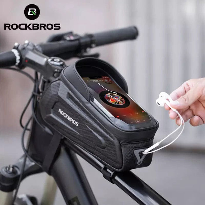 Rockbros Bicycle Front Phone Bags Polyester Waterproof TPU Touch Screen Bike