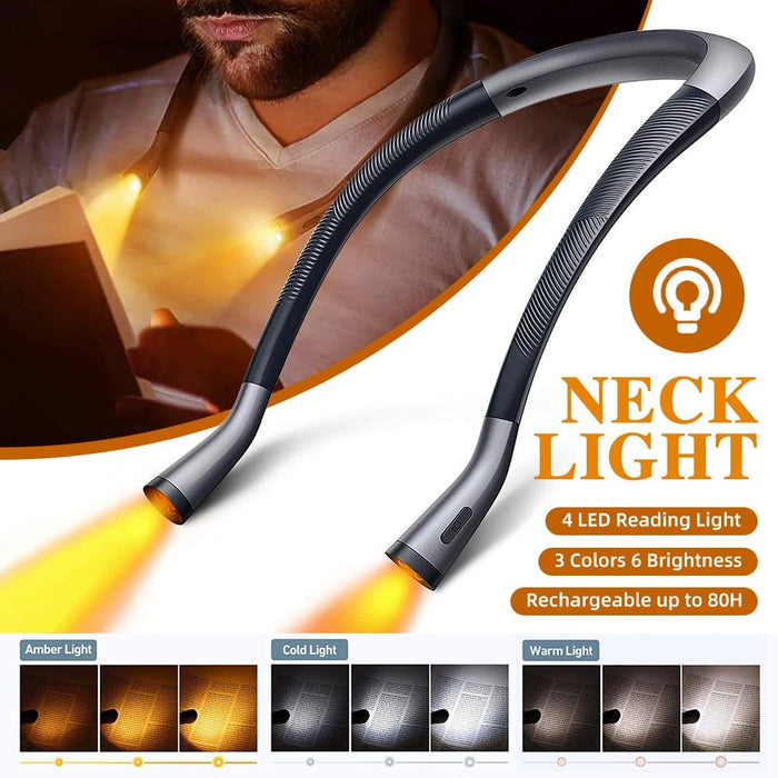 LED Reading Neck Light Night Light Rechargeable Bed Book Light Lamp Hands Free