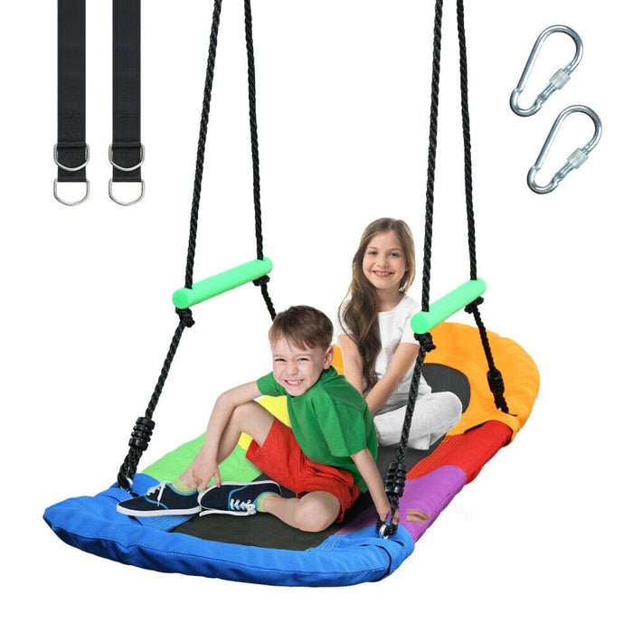 48" Tree Swing Surf Outdoor Adjustable Kids Giant Oval Platform Swing Set 500lbs