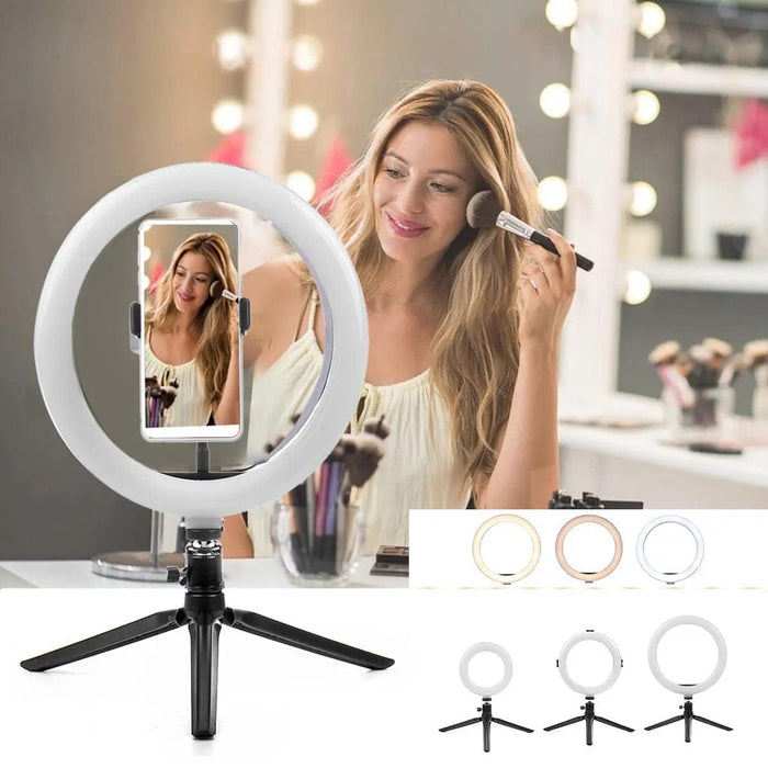 10" LED Selfie Ring Light With Tripod Phone Holder Stand