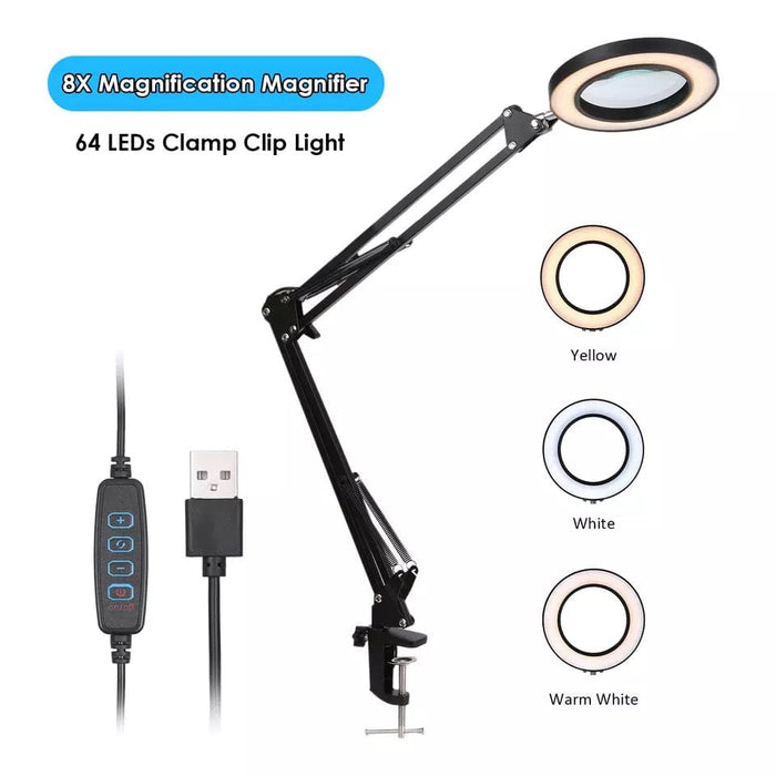 5X LED Magnifier Lamp Magnifying Glass Lens Light Table Clamp Mount