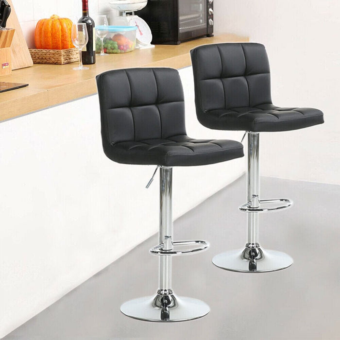 Bar Stools Set of 2 Leather Adjustable Height Counter Swivel Dining Bar Chair