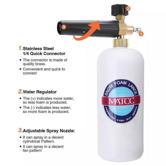 Snow Foam Washer Gun Auto Wash Soap Lance Cannon Spray Pressure Jet Bottle