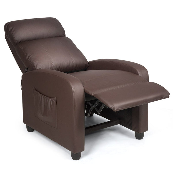 Massage Recliner Chair Single Sofa PU Leather Padded Seat w/ Footrest Brown
