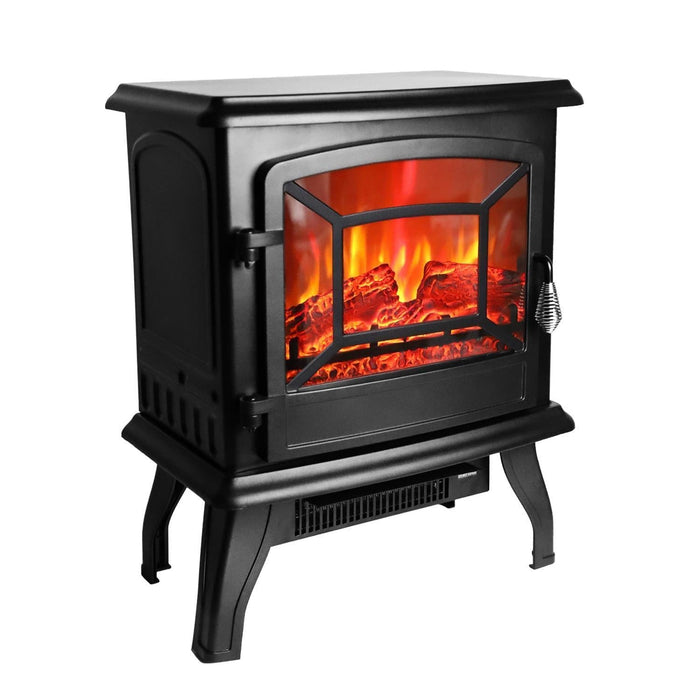 Warm 1400W Portable Electric Fireplace Heater Log Flame Stove Free Standing