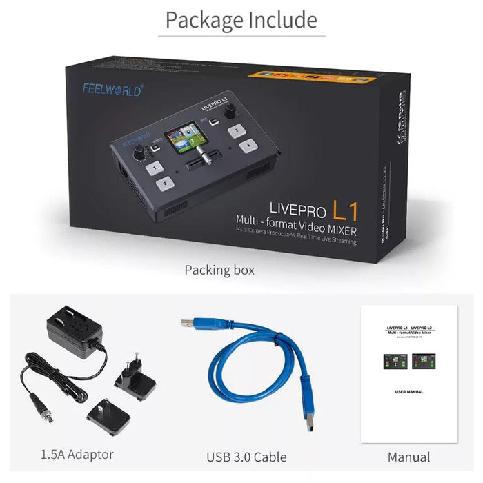 FEELWORLD LIVEPRO L1 Live Stream Switcher 4 HDMI Inputs Video Production Mixer