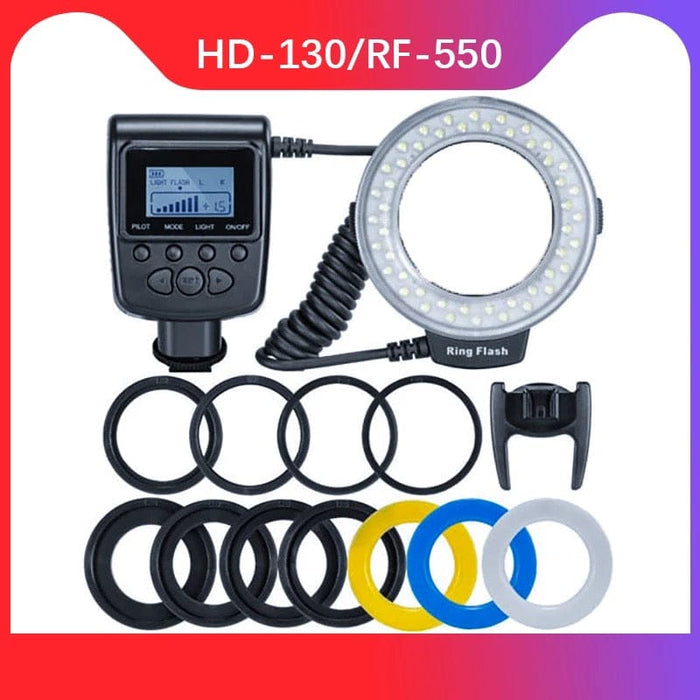 RF- 550D LED Ring Light Flash Macro Adapter Lamp Kit LCD Display For Canon Nikon