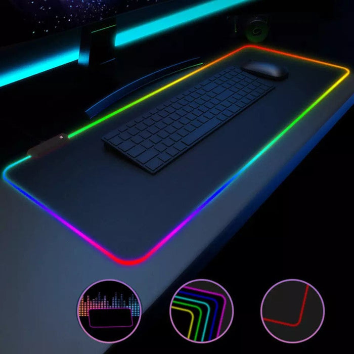 Gaming Mouse Pad RGB LED Light Computer Keyboard Mouse Mat XXL