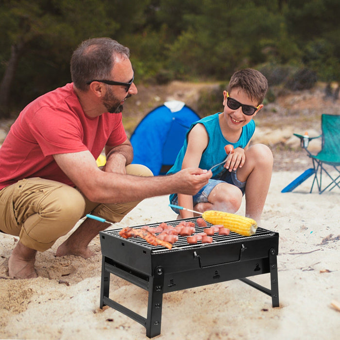 Portable BBQ Barbecue Grill Large Folding Charcoal Stove Camping Outdoor