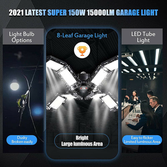 150W LED Garage Lights 8-Leaf Deformable LED Garage Ceiling Lights Fixtures