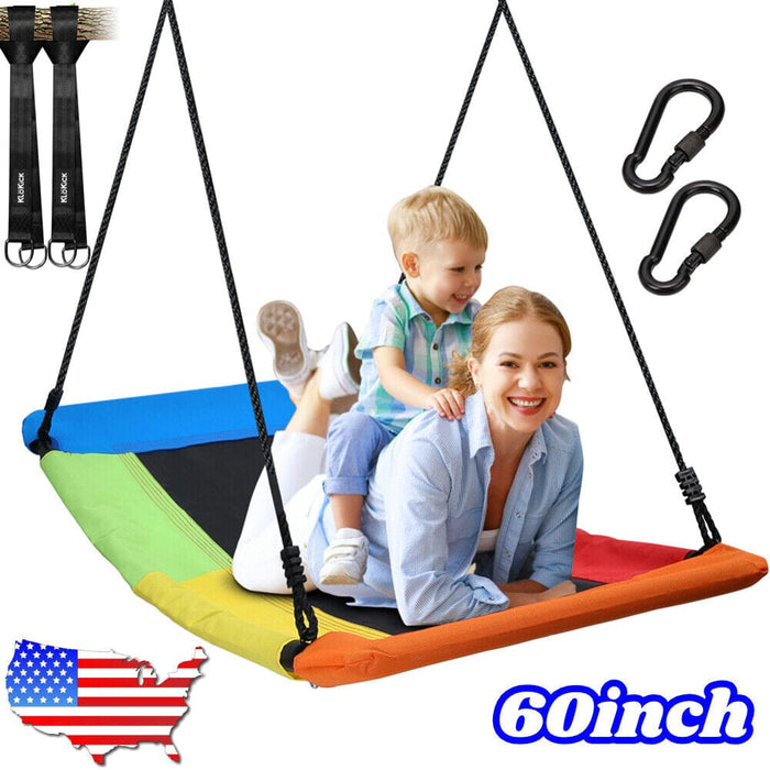 Giant 60" Skycurve Platform Tree Swing for Kids & Adults+ 2 Hanging Straps