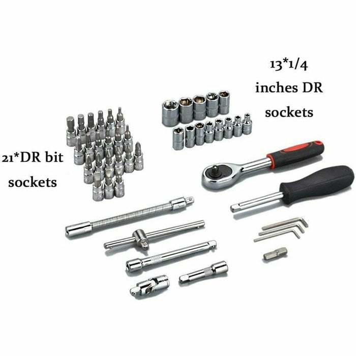 46pcs 1/4 Ratchet Wrench Combination Package Socket Tool Set Auto Car Repairing