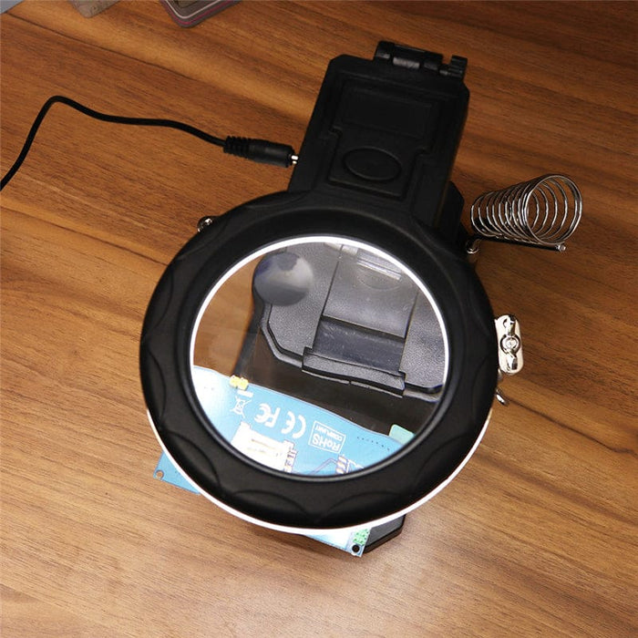 Led Light Magnifier Desk Lamp Helping Hand Soldering Stand Magnifying Glass Clip
