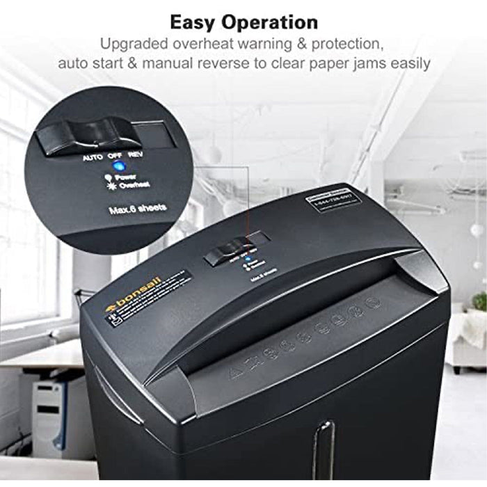 Bonsaii C560-D 6-Sheet Micro-Cut Shredder with Overload and Thermal Protection