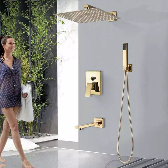 Luxury Shower Faucet Set Rainfall Shower Head Combo Set Wall Mounted Mixer Valve