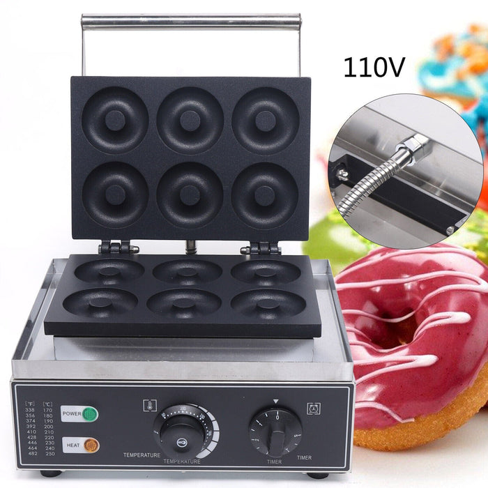 Commercial Nonstick Doughnut Maker Electric 6pcs 7.5cm Large Donut Baker Machine